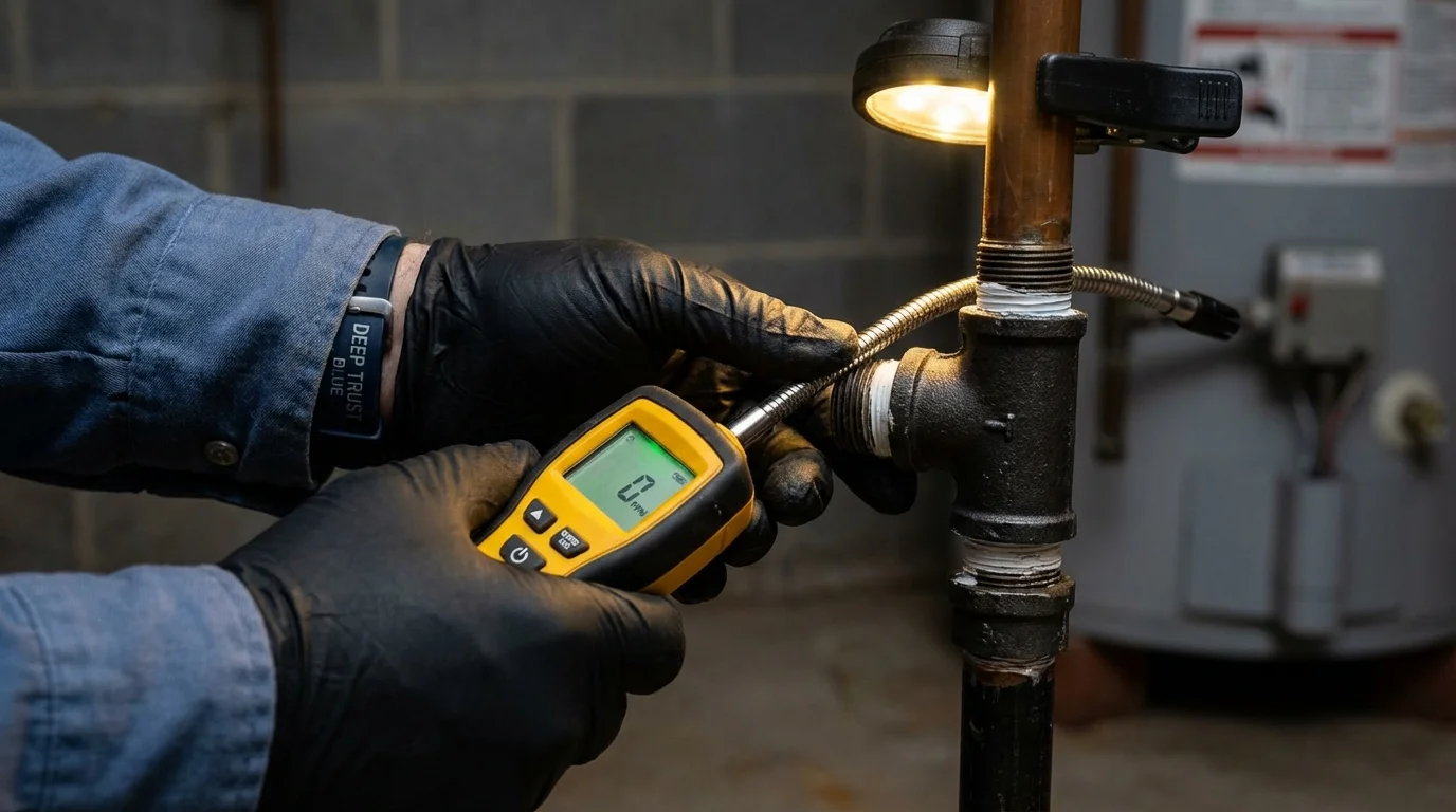 Gas leak detection with electronic sniffer by Johns Plumbing LLC in Teaneck