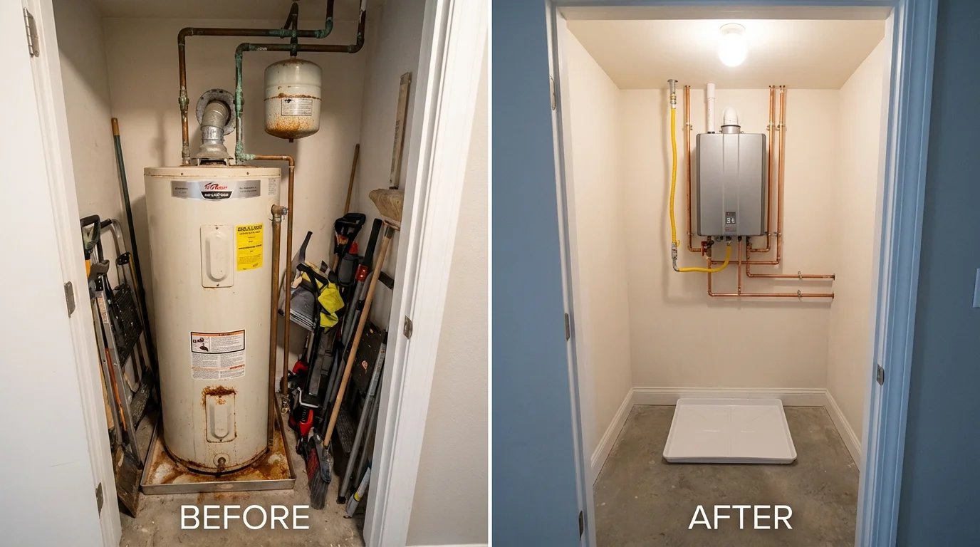 Tank water heater versus wall-mounted tankless unit comparison for Teaneck, NJ homeowners
